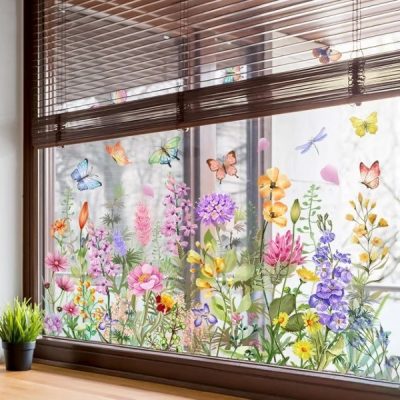 Autocolante de janela floral vibrante | FLORASTIK